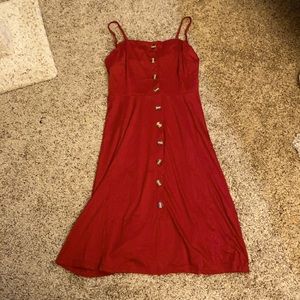 Red button up dress